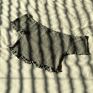 Love Tree Shirred detail off the shoulder top.